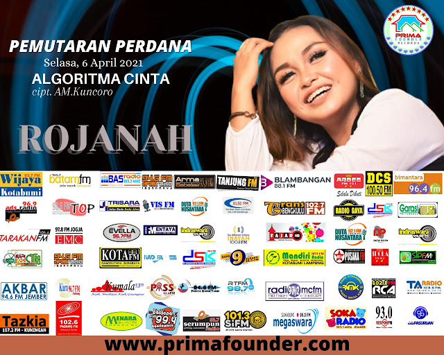 Flayer Rojanah rilis lagu Algoritma Cinta karya AM. Kuncoro di 60 stasiun radio se-Indonesia. (Dok. Istimewa)